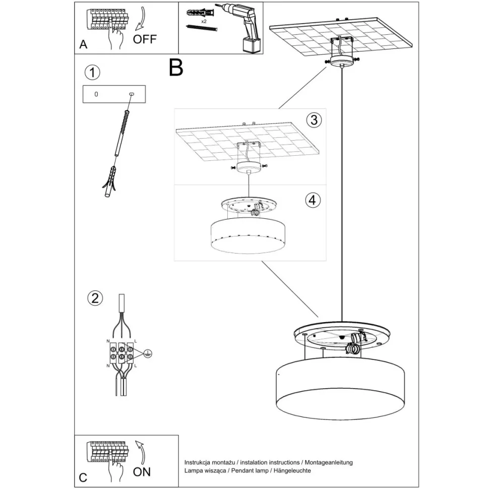 Lampa wisząca ARENA 45 biała