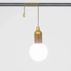 Lampa wisząca żarówka złota L