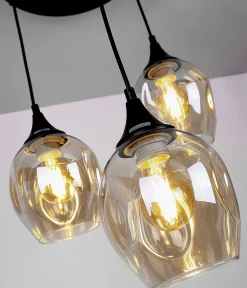 Lampa wisząca Aspa czarny talerz 3x40W  E27 klosz brązowy