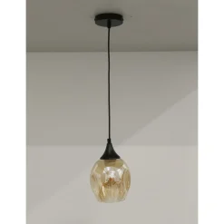 Lampa wisząca Aspa czarny 1x40W E27  klosz brązowy