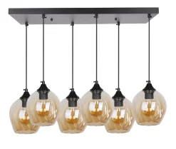 Lampa wisząca Aspa czarny 6x40W E27  klosz brązowy