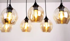 Lampa wisząca Aspa czarny 6x40W E27  klosz brązowy