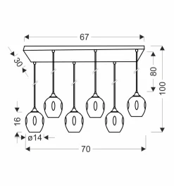 Lampa wisząca Aspa czarny 6x40W E27  klosz brązowy