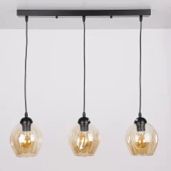 Lampa wisząca Aspa czarny 3x40W E27  klosz brązowy