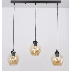 Lampa wisząca Aspa czarny 3x40W E27  klosz brązowy