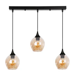 Lampa wisząca Aspa czarny 3x40W E27  klosz brązowy