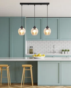 Lampa wisząca Aspa czarny 3x40W E27  klosz brązowy