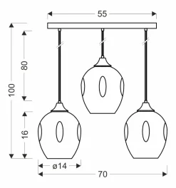 Lampa wisząca Aspa czarny 3x40W E27  klosz brązowy