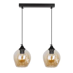 Lampa wisząca Aspa czarny 2x40W E27  klosz brązowy