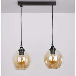Lampa wisząca Aspa czarny 2x40W E27  klosz brązowy