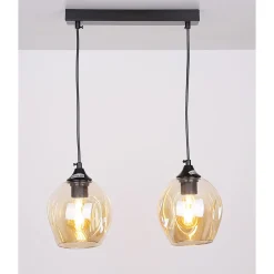 Lampa wisząca Aspa czarny 2x40W E27  klosz brązowy