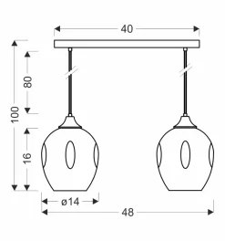 Lampa wisząca Aspa czarny 2x40W E27  klosz brązowy