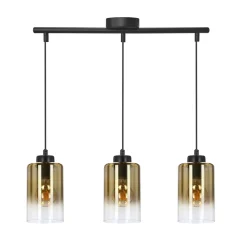 Lampa wisząca Aspra czarny 3x60W E27  klosz bursztynowy