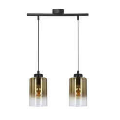 Lampa wisząca Aspra czarny 2x60W E27  klosz bursztynowy