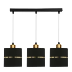Lampa wisząca Assam czarny+złoty 3x60W  E27 abażur czarny+złoty pasek