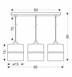 Lampa wisząca Assam czarny+złoty 3x60W  E27 abażur czarny+złoty pasek