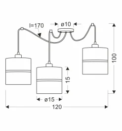 Lampa wisząca Assam p czarny+złoty 3x60W  E27 abażur czarny+złoty pasek