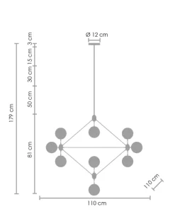 Lampa wisząca ASTRIFERO-15 bursztynowo czarna 110 cm