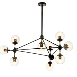 Lampa wisząca ASTRIFERO-10 transparentno  czarna 90 cm