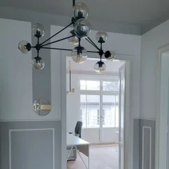 Lampa wisząca ASTRIFERO-10 transparentno  czarna 90 cm