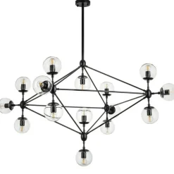 Lampa wisząca ASTRIFERO-15 transparentno  czarna 110 cm