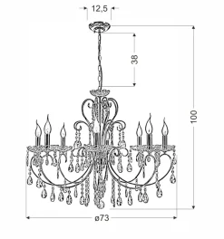 Lampa wisząca Aurora 8*40W E14  francuskie złoto