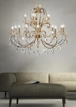 Lampa wisząca Aurora 10+5*40W E14  francuskie złoto