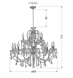 Lampa wisząca Aurora 10+5*40W E14  francuskie złoto