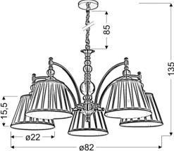 Lampa wisząca Austin 5x40W E14 patyna