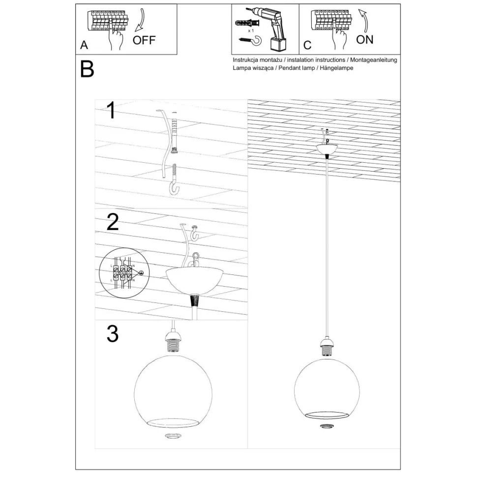 Lampa wisząca BALL szampański
