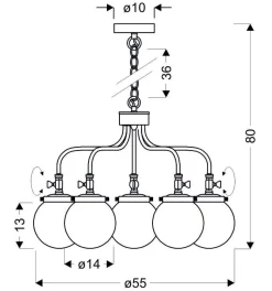 Lampa wisząca Ballet 5x40W E27 patynowy