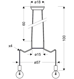 Lampa wisząca Basso 4x40W E27 biały  matowy