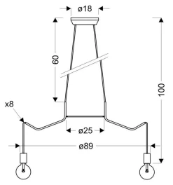 Lampa wisząca Basso 8x40W E27 biały  matowy