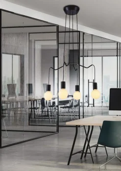 Lampa wisząca Basso 4x40W E27 czarny  matowy