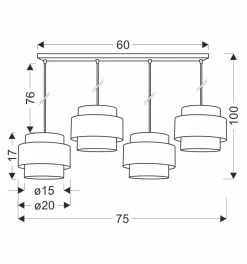 Lampa wisząca Benta czarny 4x40W E27  abażur czarny+kremowy