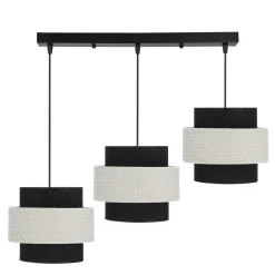 Lampa wisząca Benta czarny 3x40W E27  abażur czarny+kremowy