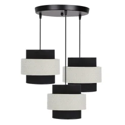 Lampa wisząca Benta czarny talerz 3x40W  E27 abażur czarny+kremowy