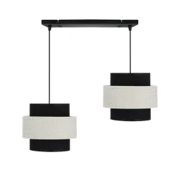 Lampa wisząca Benta czarny 2x40W E27  abażur czarny+kremowy