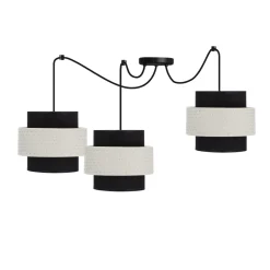 Lampa wisząca Benta p czarny 3x40W E27  abażur czarny+kremowy