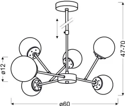 Lampa wisząca Best 6x40W E14 chrom+miedź