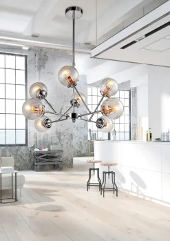 Lampa wisząca Best 8x40W E14 chrom+miedź