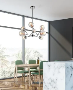 Lampa wisząca Best 8x40W E14 chrom+miedź