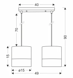 Lampa wisząca Bianco biały 2x40W E27  abażur biały+orzechowy