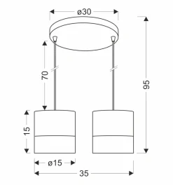 Lampa wisząca Bianco biały talerz 2x40W  E27 abażur biały+orzechowy