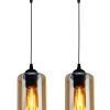 Lampa wisząca Bistro czarny 2x40W E27  klosz brązowy
