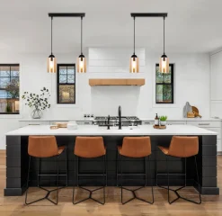 Lampa wisząca Bistro czarny 2x40W E27  klosz brązowy