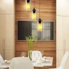 Lampa wisząca Bistro czarny talerz 3x40W  E27 klosz brązowy