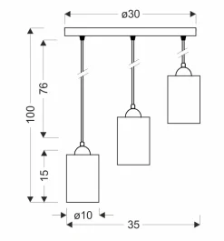 Lampa wisząca Bistro czarny talerz 3x40W  E27 klosz brązowy