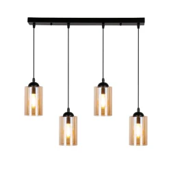 Lampa wisząca Bistro czarny 4x40W E27  klosz brązowy