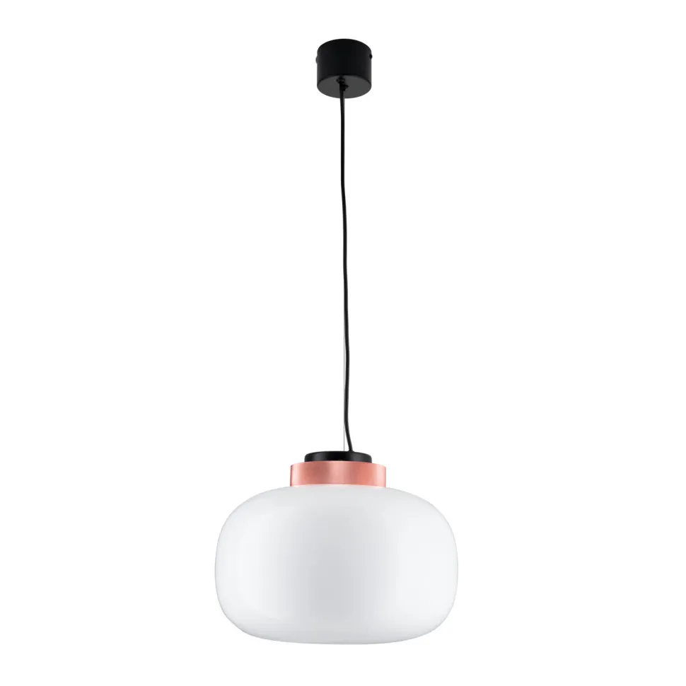 Lampa wisząca BOOM LED biało miedziana 35 cm